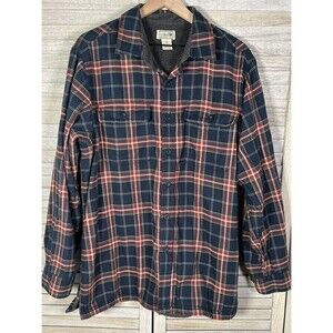 L.L. Bean Men's L Fleece Lined Plaid Flannel Button Down Shirt Jac